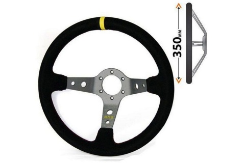 Kierownica zamszowa RRS CORSA 350mm offset 90mm czarna