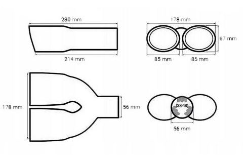 Końcówka wydechu tłumika AMIO 2x85mm
