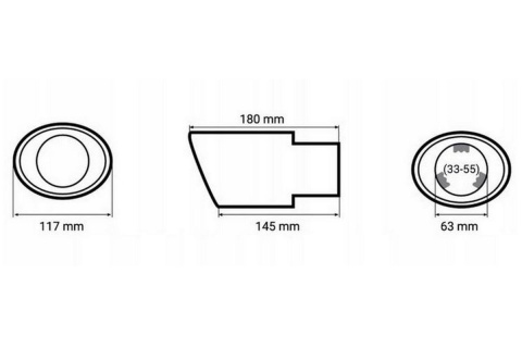 Końcówka wydechu tłumika AMIO 117x90mm