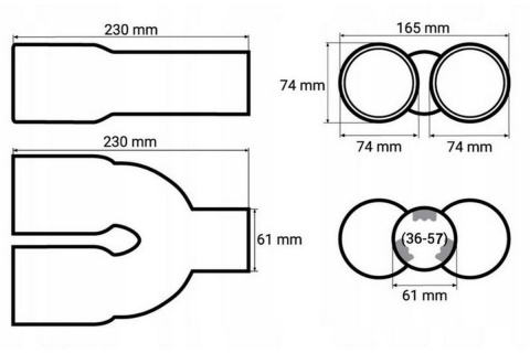 Końcówka wydechu tłumika AMIO 2x74mm
