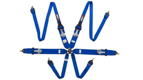 Pasy sportowe 6 punktowe 2/3" RRS homologacja FIA niebieskie ULTRALEKKIE HANS