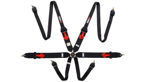 Pasy sportowe 6 punktowe 2/3" RRS homologacja FIA czarne ULTRALEKKIE HANS