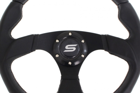 Kierownica sportowa SLIDE 350mm offset 25mm skóra yellow strip