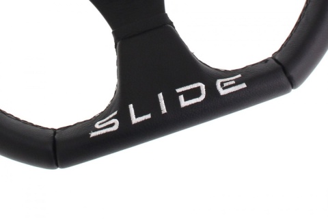 Kierownica sportowa SLIDE 350mm offset 25mm skóra yellow strip