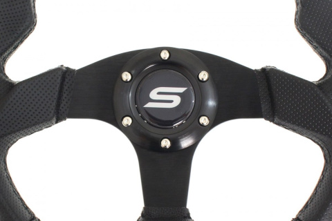 Kierownica sportowa SLIDE 320mm offset 20mm skóra black