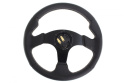 Kierownica sportowa SLIDE 320mm offset 20mm skóra black