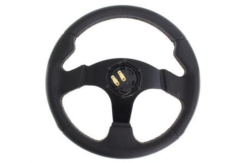 Kierownica sportowa SLIDE 320mm offset 20mm skóra black