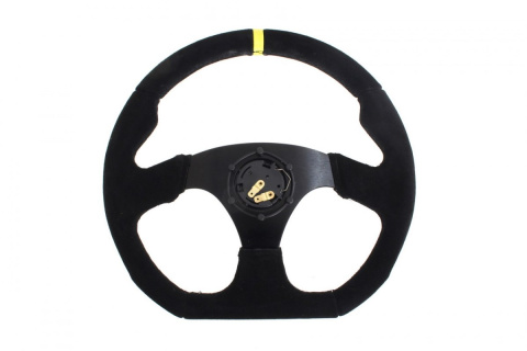 Kierownica zamszowa SLIDE 350mm offset 25mm yellow strip