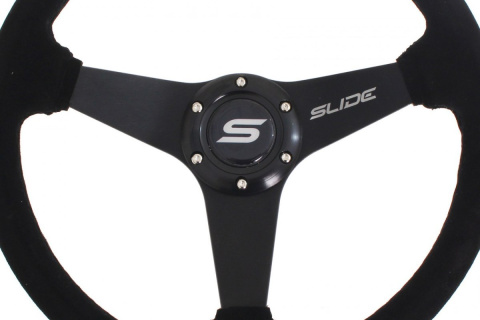 Kierownica zamszowa SLIDE 350mm offset 20mm yellow strip