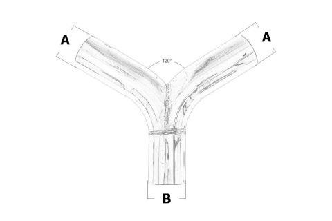Y-Pipe trójnik wydechowy 120 st 63 - 76mm 304SS