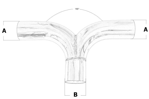 Y-Pipe trójnik wydechowy 180 st 51 - 63mm 304SS