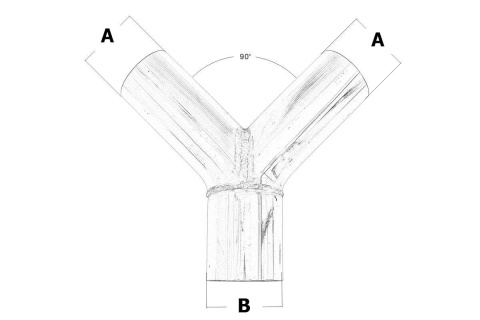 Y-Pipe trójnik wydechowy 90 st 70 - 70mm 304SS