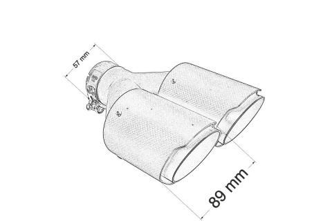 Końcówka wydechu tłumika 2x89mm montaż 57mm carbon