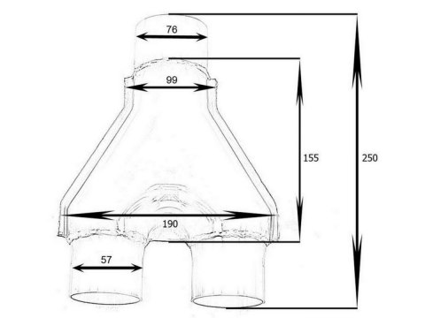 Y-PIPE TRÓJNIK WYDECHOWY 2,25 - 3" / 57 - 76mm BM SPORT