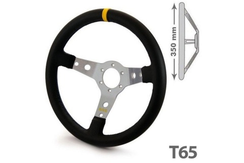 Kierownica sportowa RRS MONTE 350mm offset 65mm skóra - srebrna