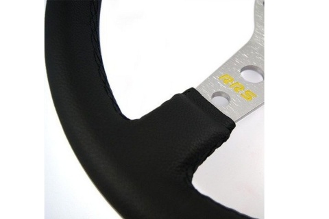 Kierownica sportowa RRS MONTE 350mm offset 65mm skóra - srebrna