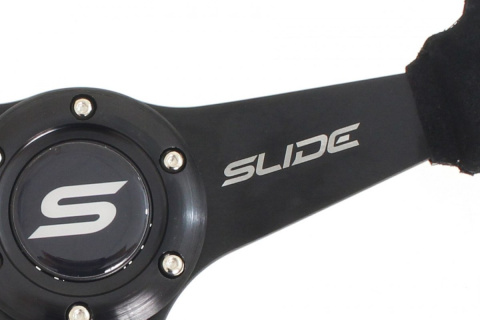 Kierownica zamszowa SLIDE 350mm offset 20mm silver strip