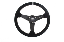 Kierownica zamszowa SLIDE 350mm offset 20mm silver strip