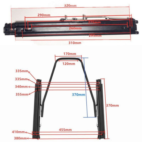 Mocowanie dolne fotela szyny podwójne z regulacją BM SPORT