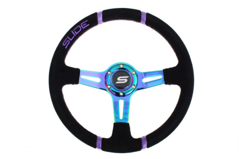 Kierownica zamszowa SLIDE 350mm offset 45mm neochrome