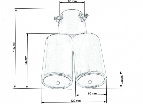 Końcówka wydechu tłumika TurboWorks 2x60mm montaż 60mm