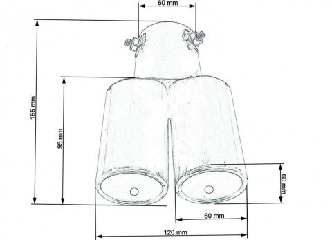Końcówka wydechu tłumika TurboWorks 2x60mm montaż 60mm