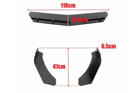 Uniwersalny splitter przedniego zderzaka 3 częściowy z dyfuzorem