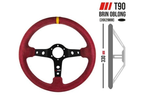 Kierownica zamszowa RRS CORSA 350mm offset 90mm czerwona