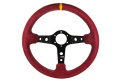 Kierownica zamszowa RRS CORSA 350mm offset 90mm czerwona