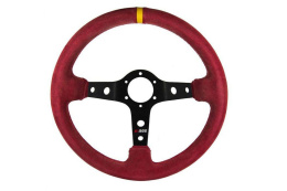 Kierownica zamszowa RRS CORSA 350mm offset 90mm czerwona