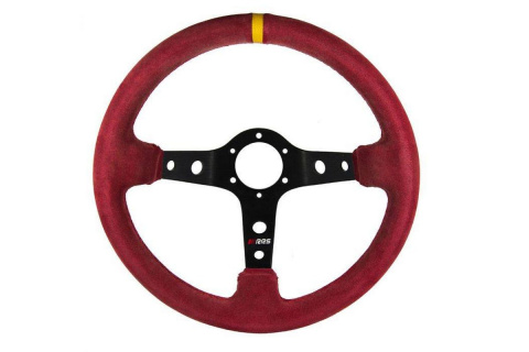 Kierownica zamszowa RRS CORSA 350mm offset 90mm czerwona