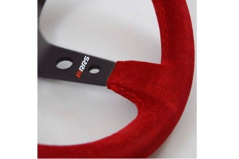 Kierownica zamszowa RRS CORSA 350mm offset 90mm czerwona