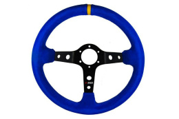 Kierownica zamszowa RRS CORSA 350mm offset 90mm niebieska