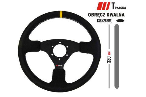 Kierownica zamszowa RRS TRAJECT+ 330mm offset 0mm