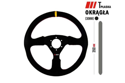 Kierownica zamszowa RRS EVO 350mm offset 0mm