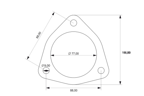 Flansza łącznik układu wydechowego 76mm 3 śruby