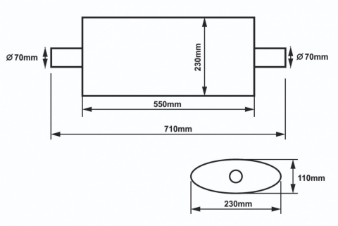 Sportowy tłumik środkowy 70mm 2,75" 550mm Slide 304SS