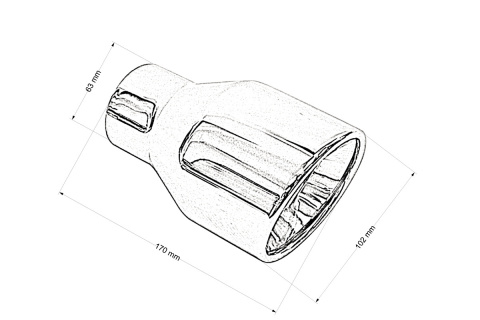 Końcówka wydechu tłumika 102mm wejście 63mm