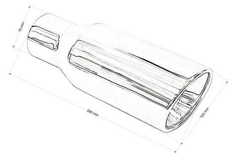 Końcówka wydechu tłumika 102mm wejście 70mm
