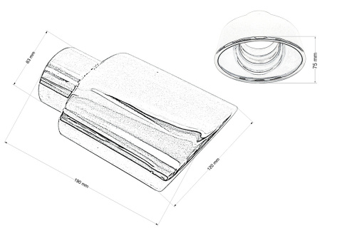 Końcówka wydechu tłumika 120x75mm wejście 63mm