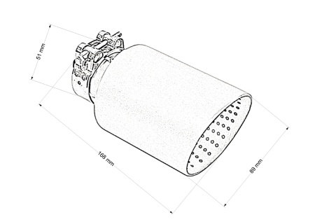 Końcówka wydechu tłumika 89mm wejście 51mm