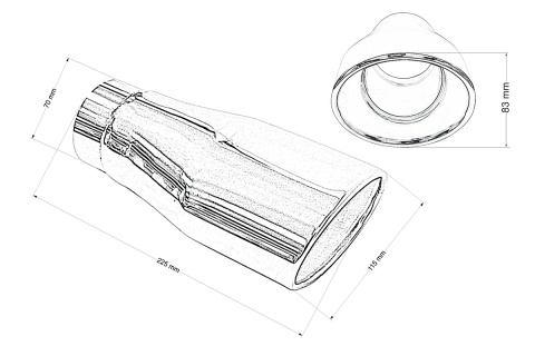 Końcówka wydechu tłumika 115x83mm wejście 70mm
