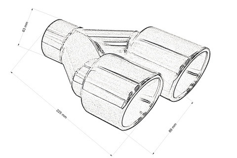 Końcówka wydechu tłumika 2x89mm wejście 63mm lewa