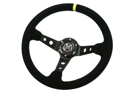 Kierownica zamszowa EVOLUTION X 350mm offset 80mm