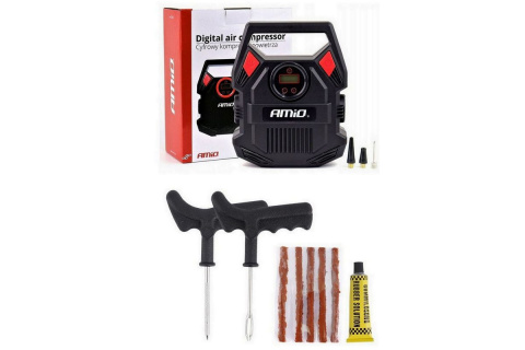 Zestaw naprawczy do opon + kompresor samochodowy 12V
