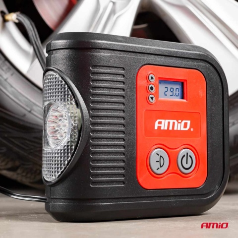 Kompresor samochodowy cyfrowy 12V 150 PSI latarka 3 adaptery