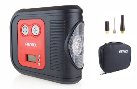 Kompresor samochodowy cyfrowy 12V 150 PSI latarka 3 adaptery