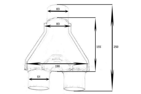 Y-Pipe trójnik wydechowy 2 - 2,5"