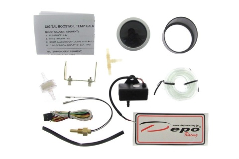 Zegar Depo LED 2w1 52mm TURBO, TEMPERATURY OLEJU