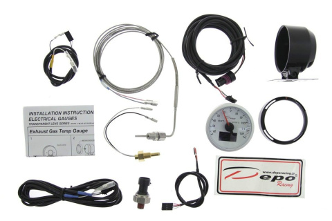 Zegar Depo WBL 4w1 60mm TEMPERATURY SPALIN WOLTOMIERZ TEMPERATURY WODY LUB OLEJU CIŚNIENIA OLEJU